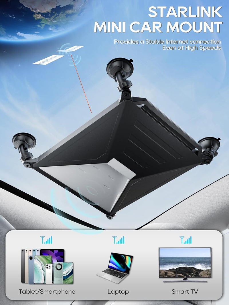 STOLAS Starlink Mini Mount, Secure Satellite Strong Suction Cup Mounting Kit for Sunroof Window, Stable Signal Case for Car RVs, Vans, Boat, Yachts, Trucks-Black - Image 3